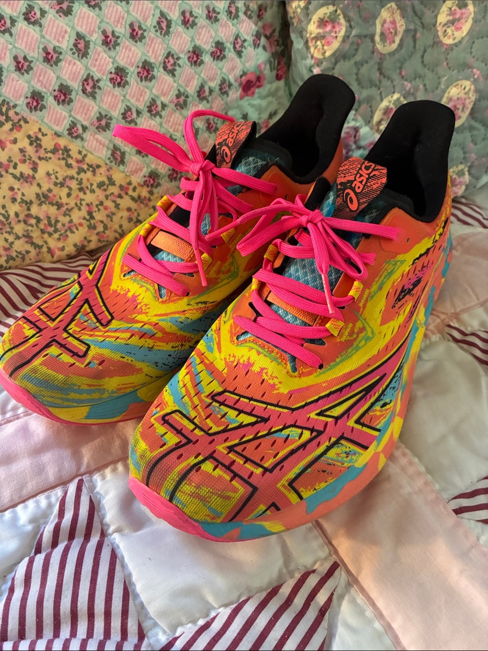 ASICS Men’s Noosa Tri 15 Athletic Shoes - Neon Pink, Yellow, Blue